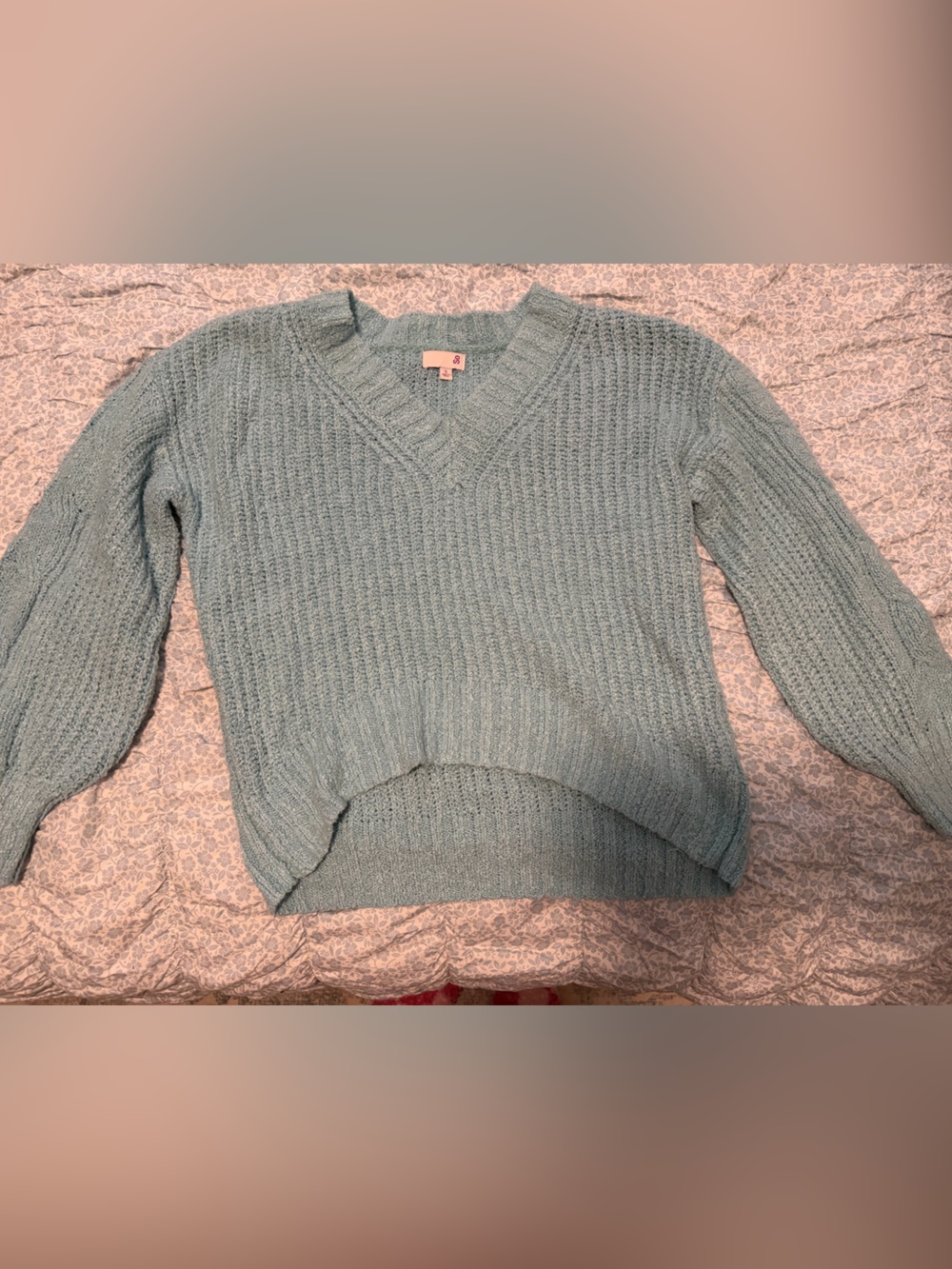 SO Women's Scoop Neck Sweater in Light Teal